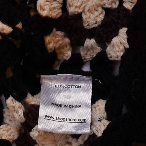Shore Brand Crochet Mini Dress Coverup Black Brown Cream - Size Small - NWT - Picture 6 of 8